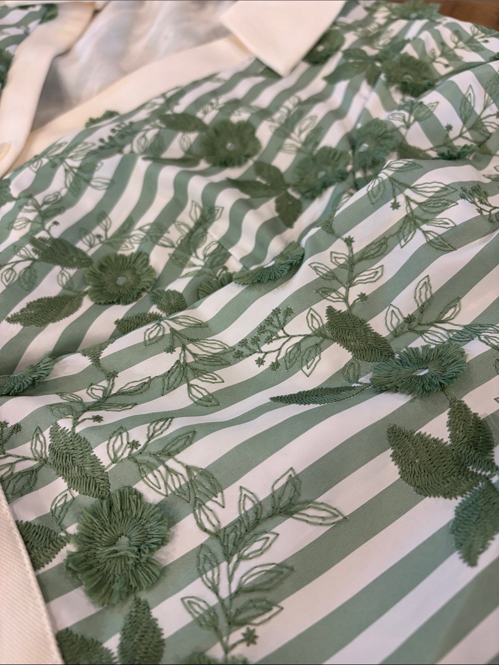 Maude Club CeCe Tunic Dress 3D Flowers Green Stripes Small NWT $152 Preppy Vacay - Picture 6 of 9